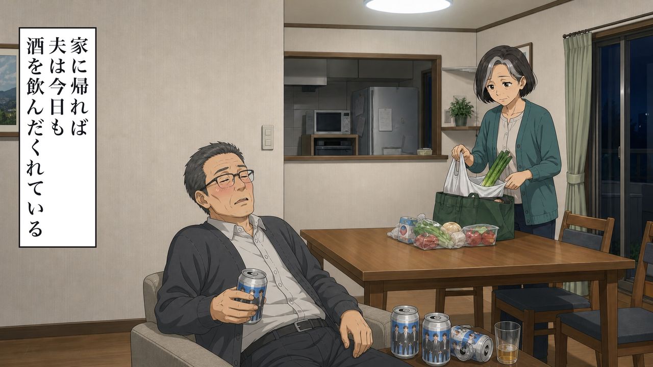 家に帰れば、夫は今日も、酒を飲んだくれている。