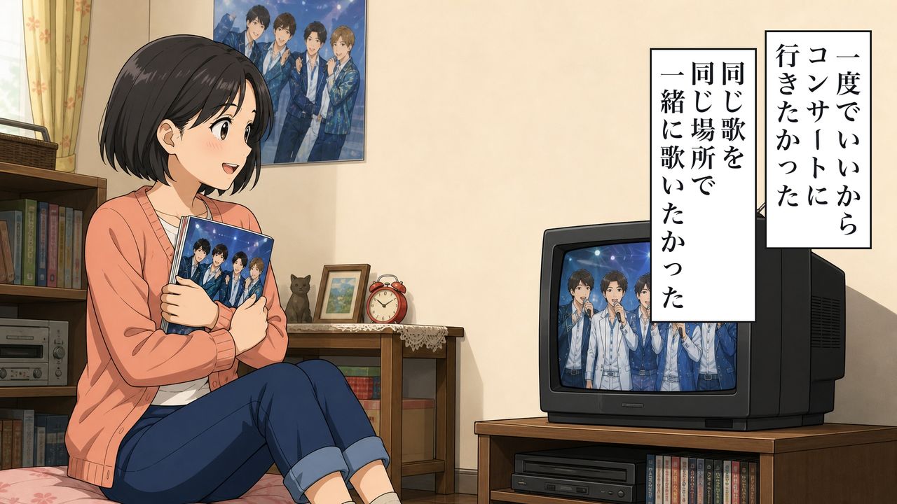 一度でいいから、コンサートに行きたかった。同じ歌を、同じ場所で、一緒に歌いたかった。