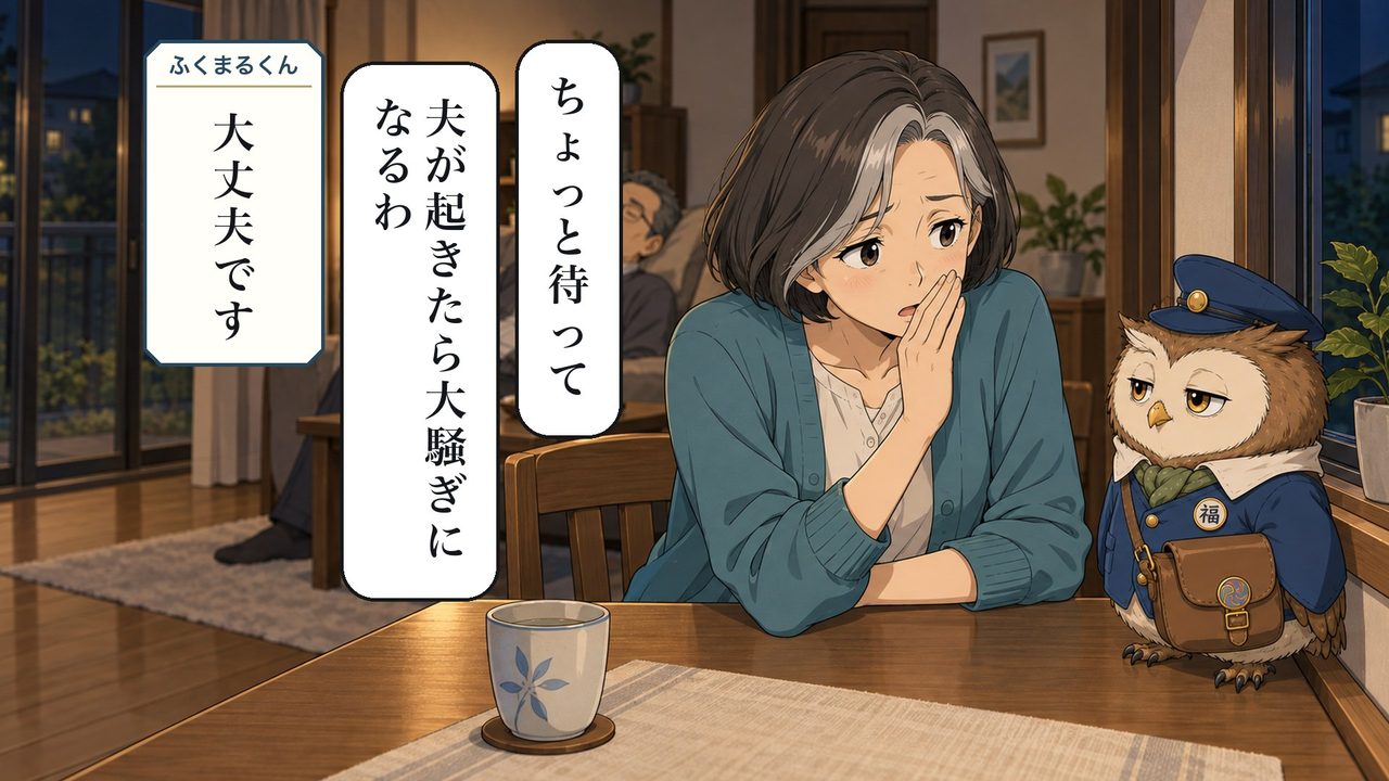 春子「ちょっと待って。夫が起きたら大騒ぎになるわ」 ふくまるくん「大丈夫です」